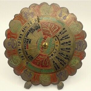 Vintage Brass Perpetual 20 year Desktop Calender 1964 - 1983 3 inch approx